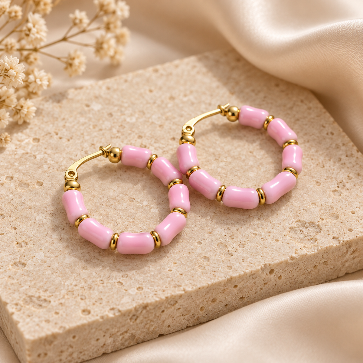 Rosé Candy Gold Halka Küpe