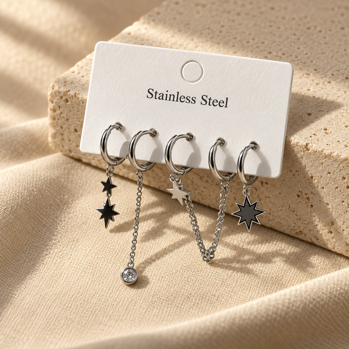 Stellar Chain Silver 5’li Küpe Seti