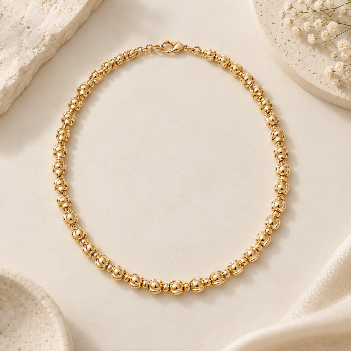 Gold Küre Dizilimli Choker Kolye