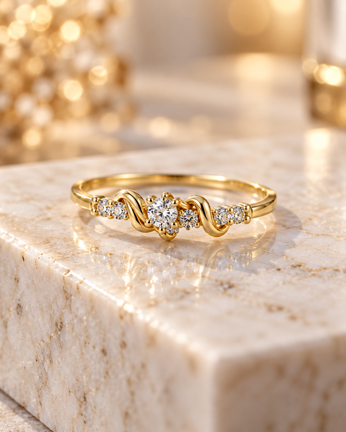 Marquise Işıltılı Gold Yüzük