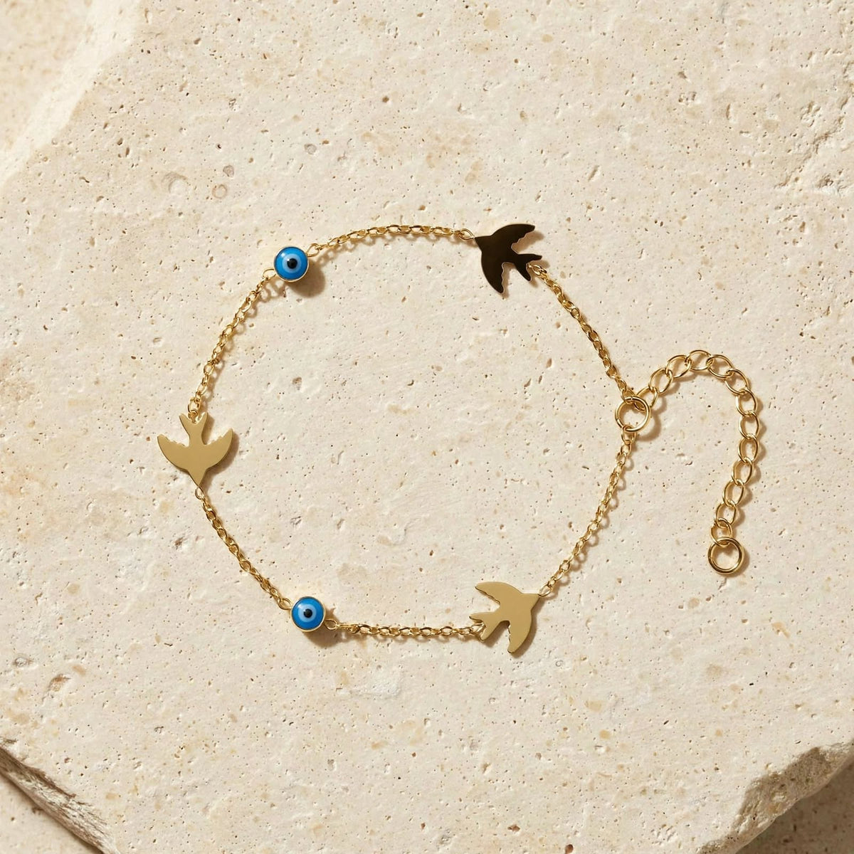 Nazar Boncuklu Kırlangıç Gold Halhal