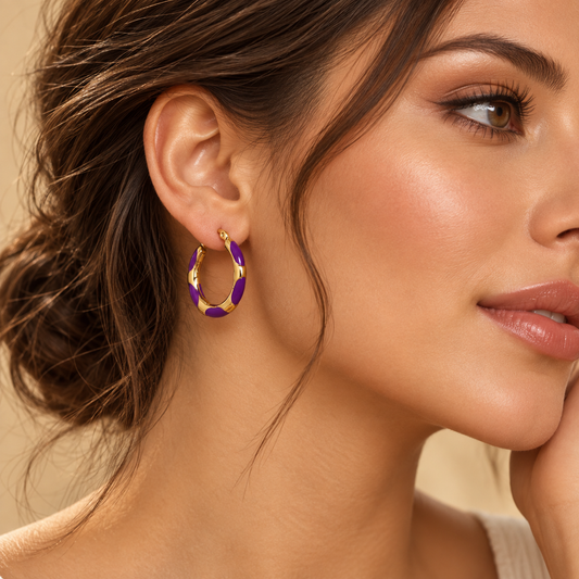 Royal Violet Gold Halka Küpe
