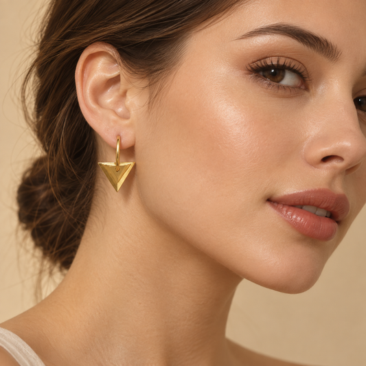 Geo Triangle Gold Sallantılı Küpe