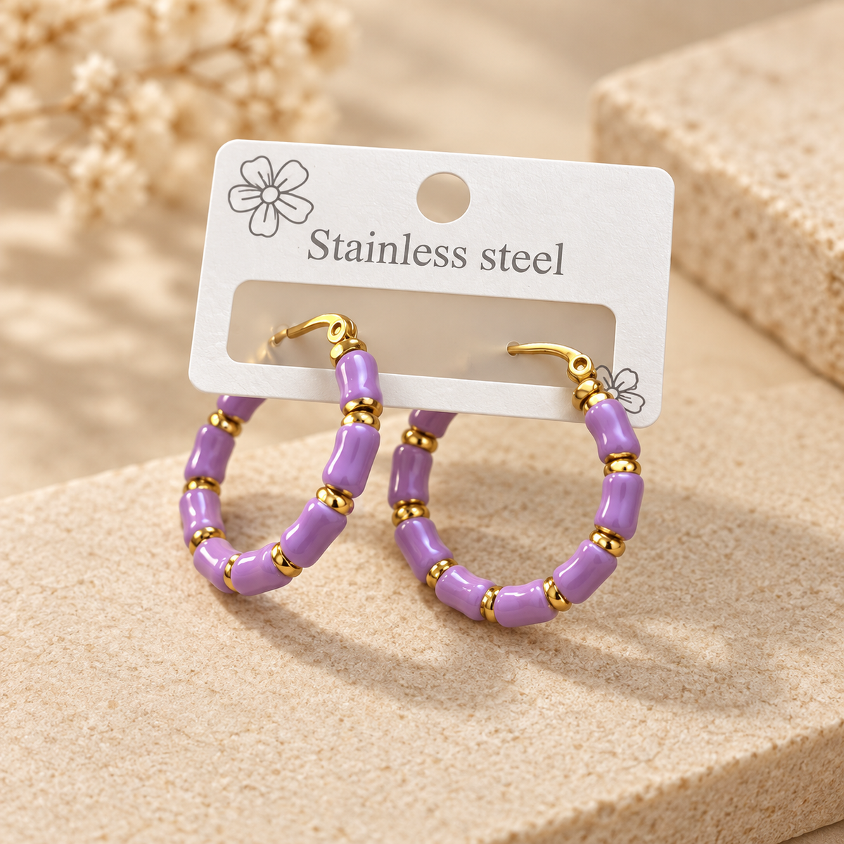 Lilac Pop Gold Halka Küpe