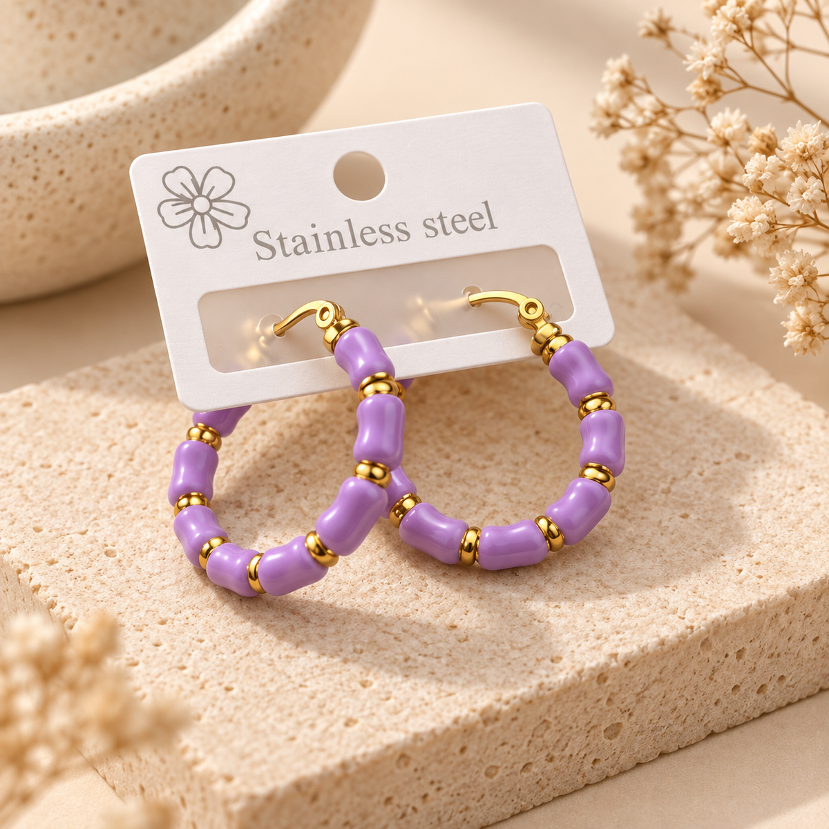 Lilac Pop Gold Halka Küpe