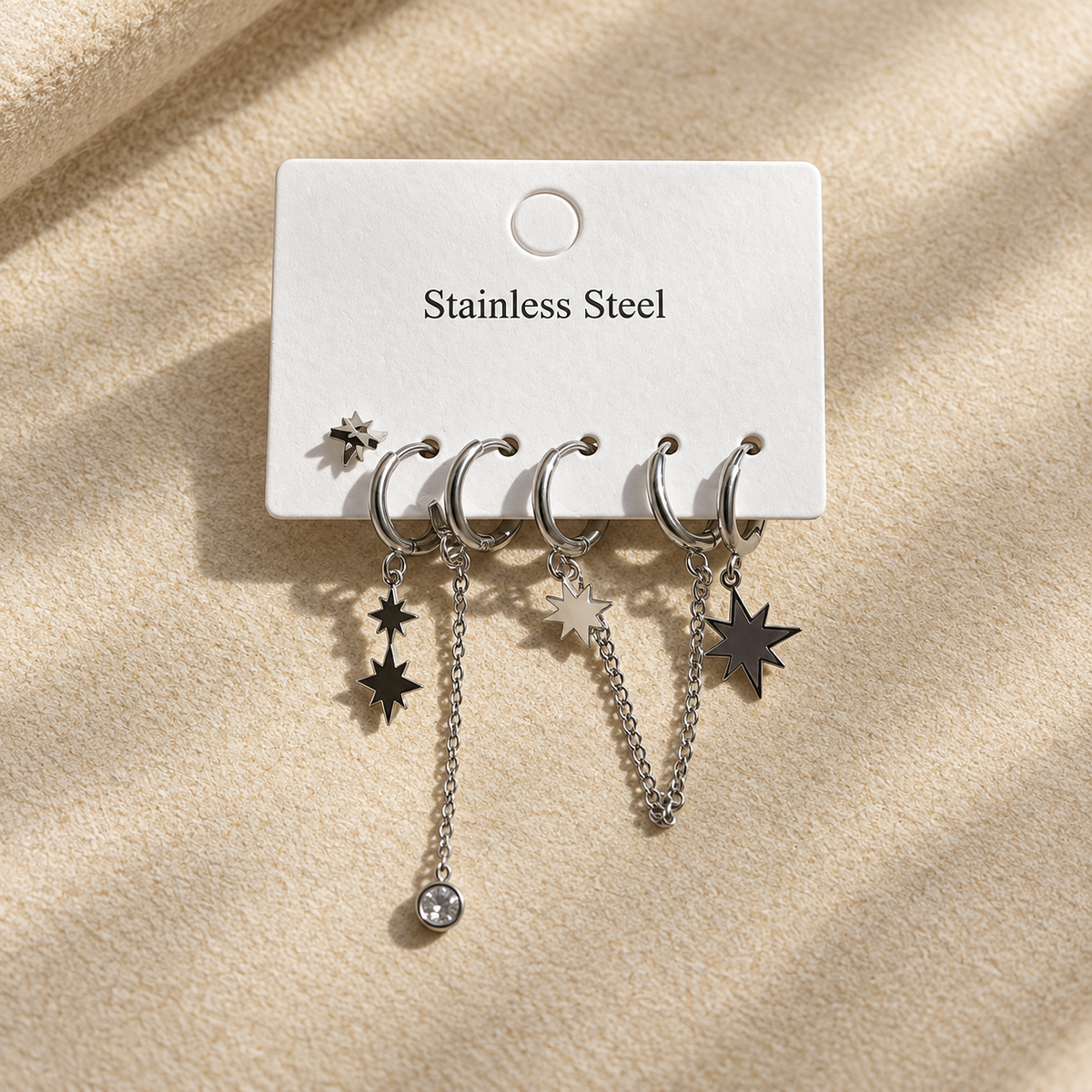 Stellar Chain Silver 5’li Küpe Seti