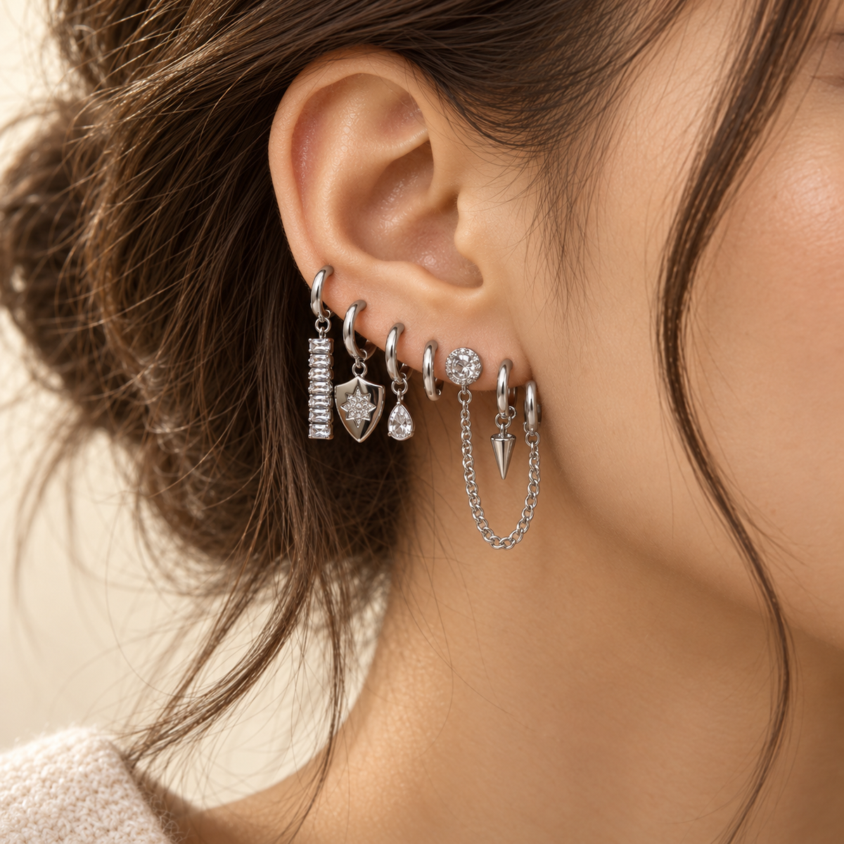 Silver Edge 6’lı Charm Küpe Seti