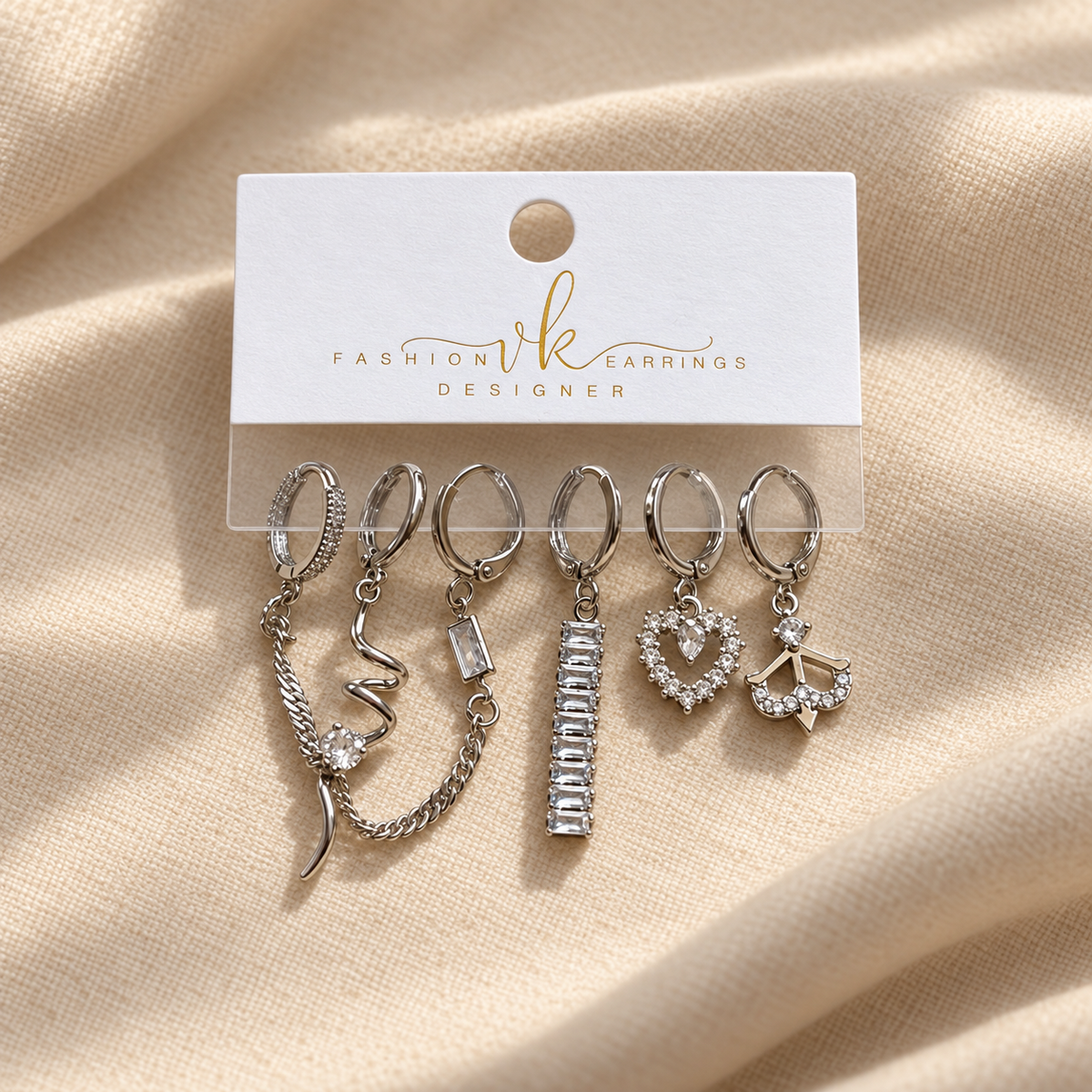Astreviia VICE – 6’lı Zincir & Charm Küpe Seti | Tek Set, 6 Farklı Etki