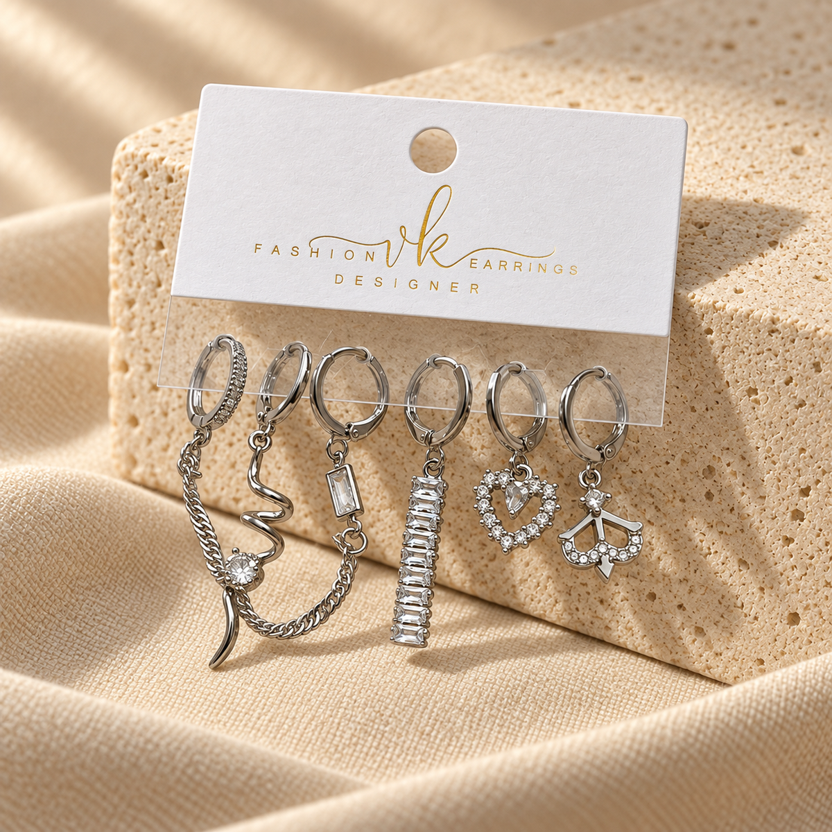 Astreviia VICE – 6’lı Zincir & Charm Küpe Seti | Tek Set, 6 Farklı Etki