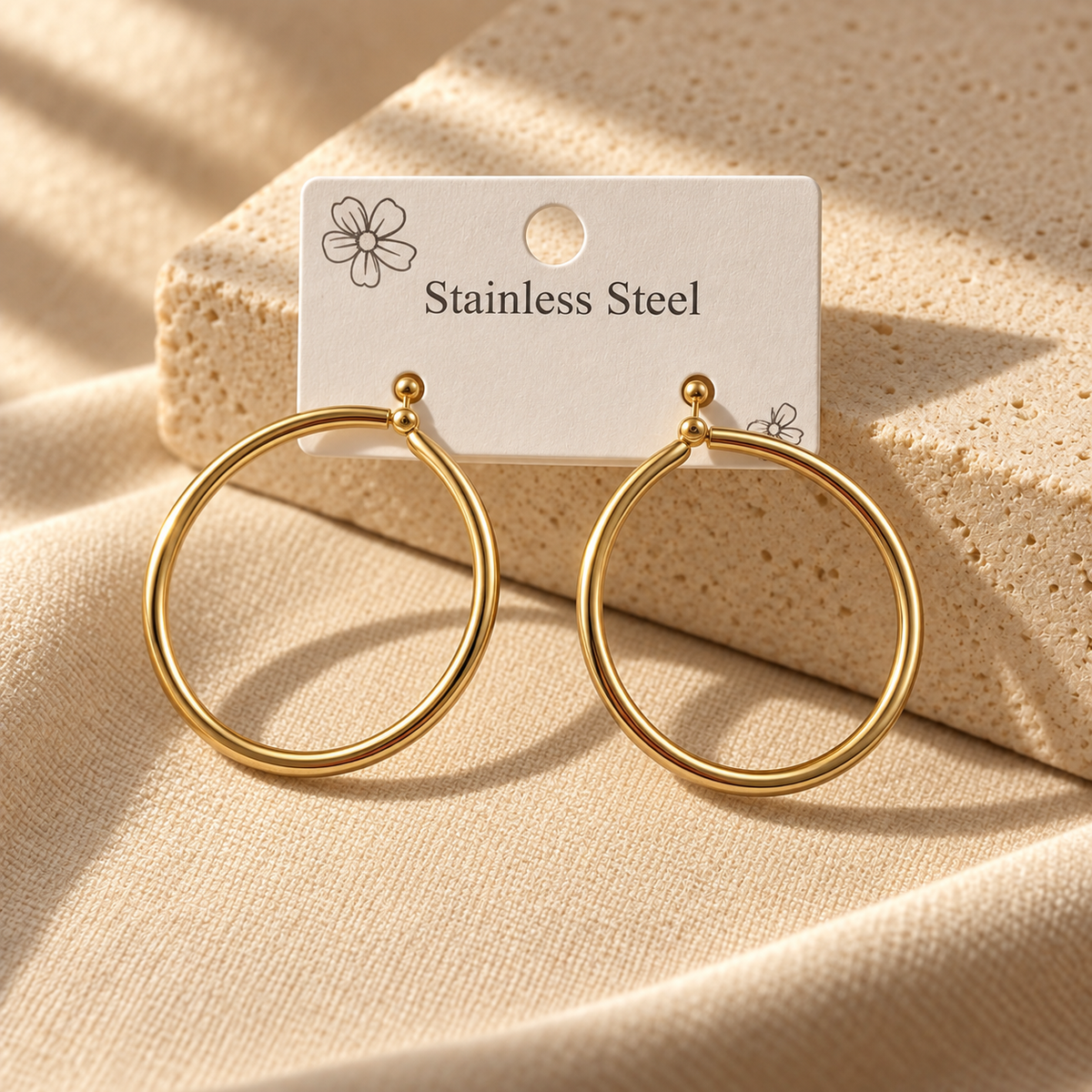 Astreviia BOLD HOOP Gold – Büyük Boy Minimal Çelik Halka Küpe