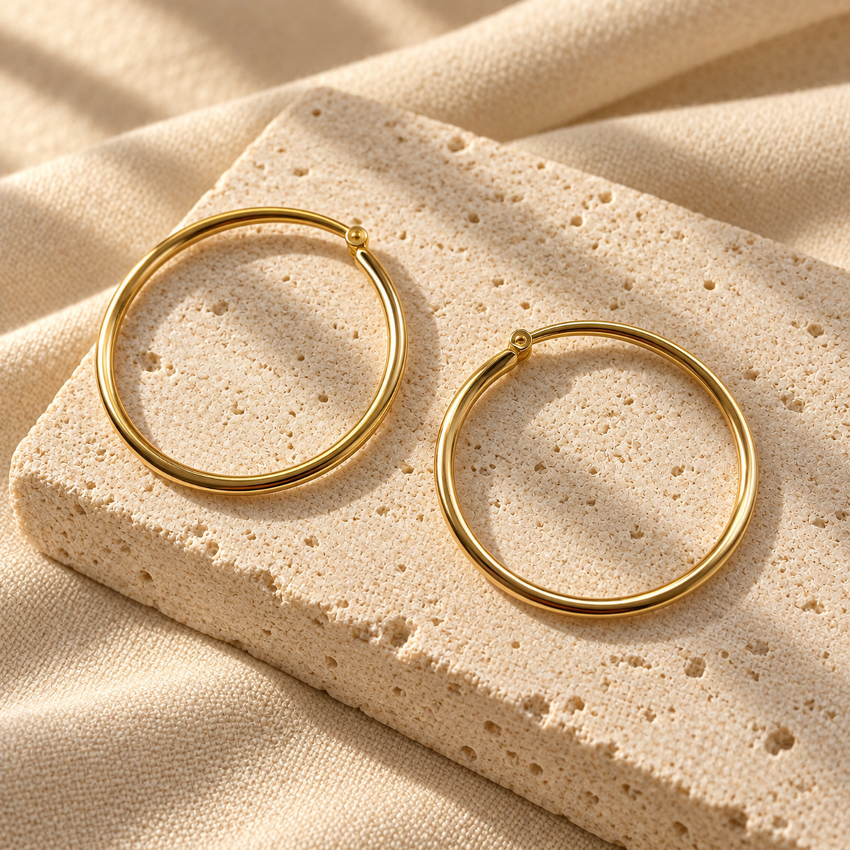 Astreviia BOLD HOOP Gold – Büyük Boy Minimal Çelik Halka Küpe