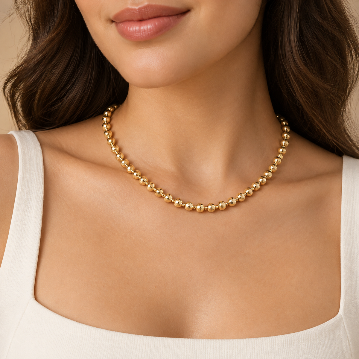 Gold Küre Dizilimli Choker Kolye
