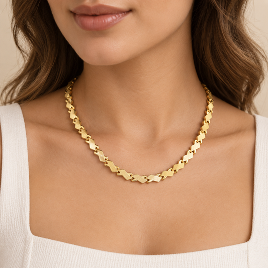 Geometrik Gold Zincir Kolye