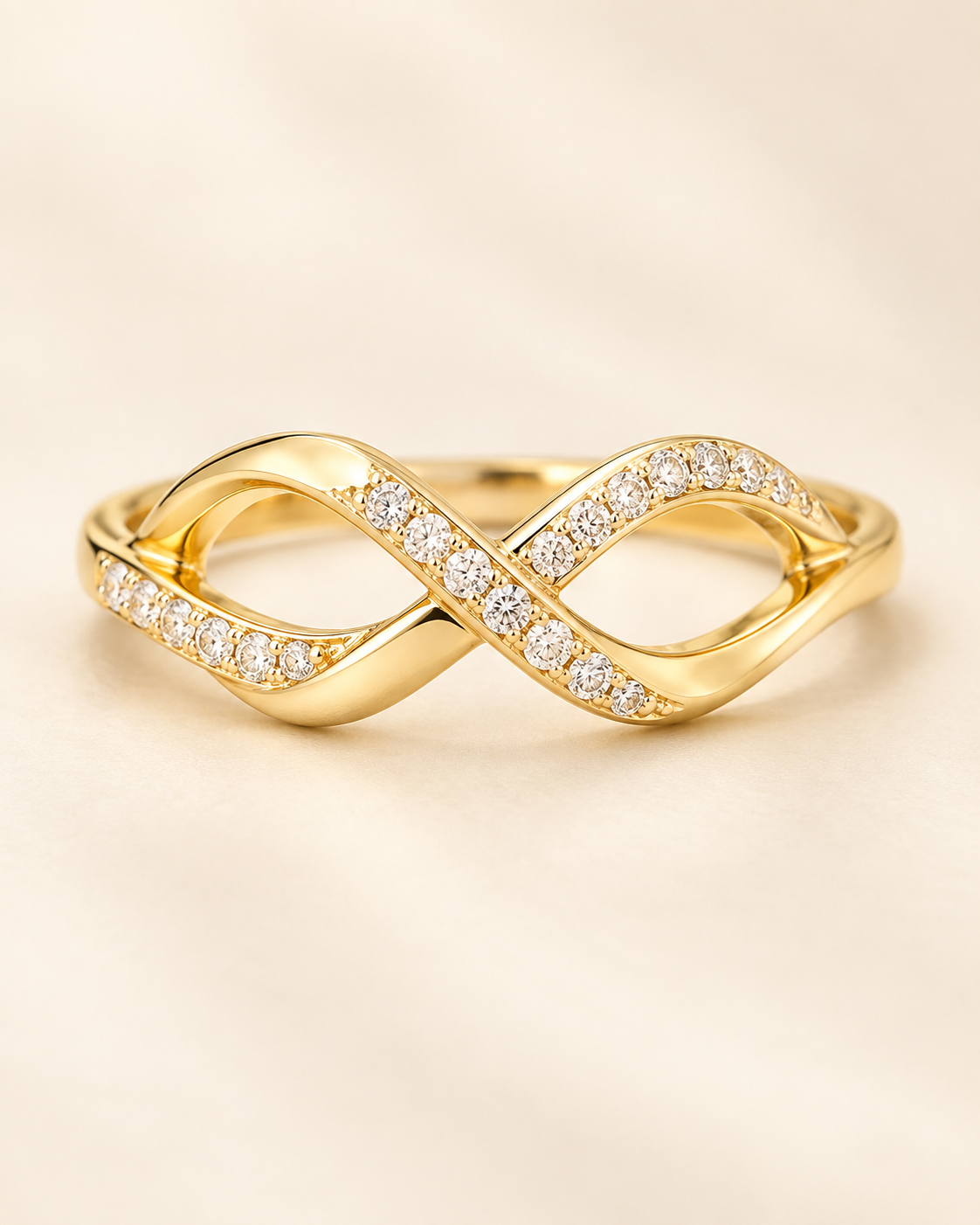 Sonsuzluk Işıltılı Gold Yüzük