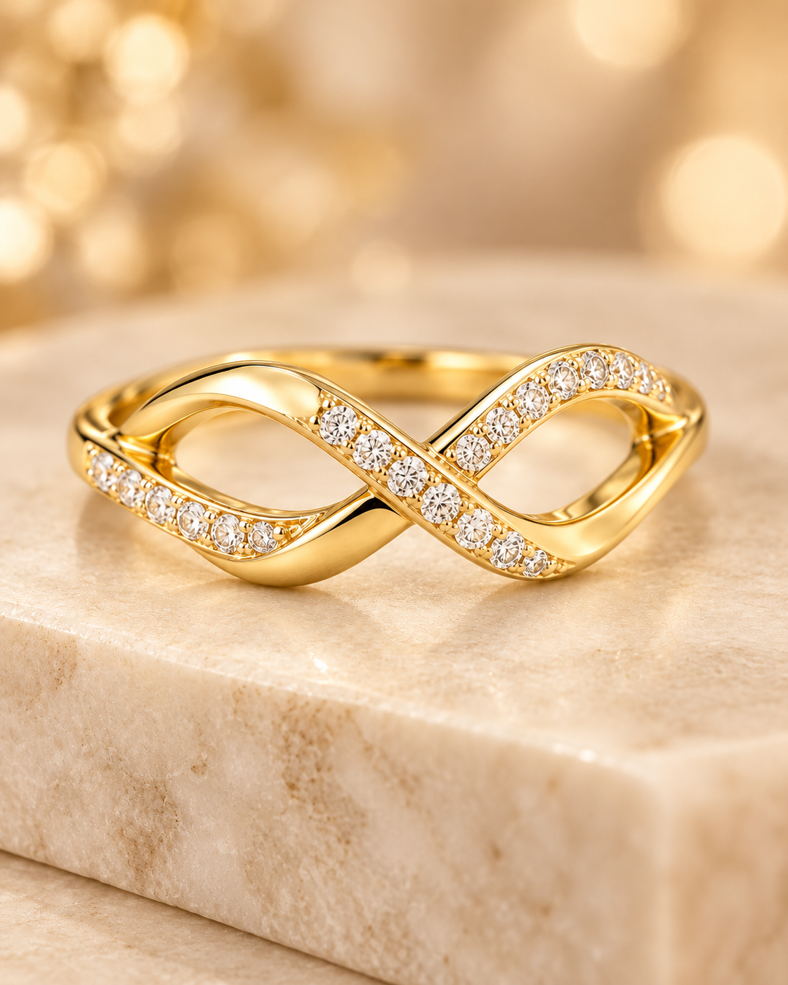 Sonsuzluk Işıltılı Gold Yüzük
