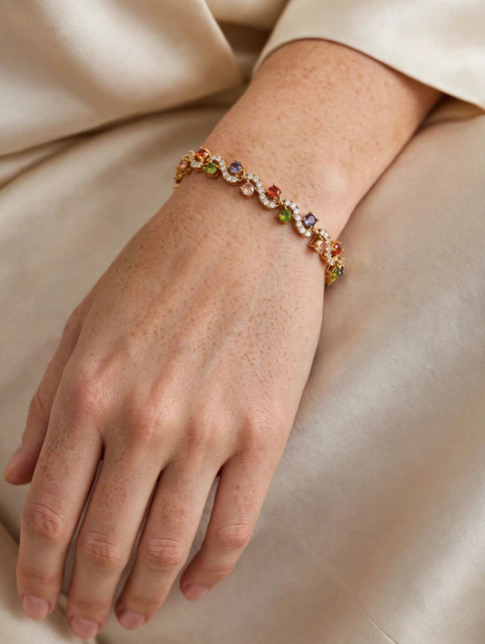 Xuping Renkli Taşlı Gold Bileklik ✨